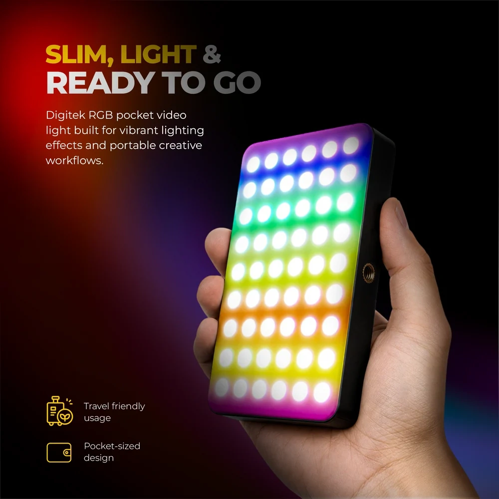 DigiTek Portable RGB LED Video Light With Built In Battery (D7W RGB) view 2